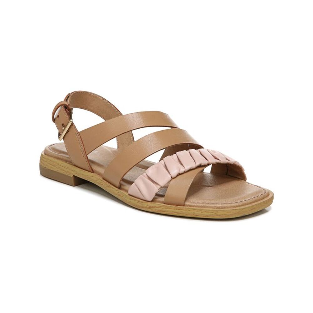 DR SCHOLLS Womens Beige Stretch Magnolia Open Toe Leather Slingback Sandal 7.5 M
